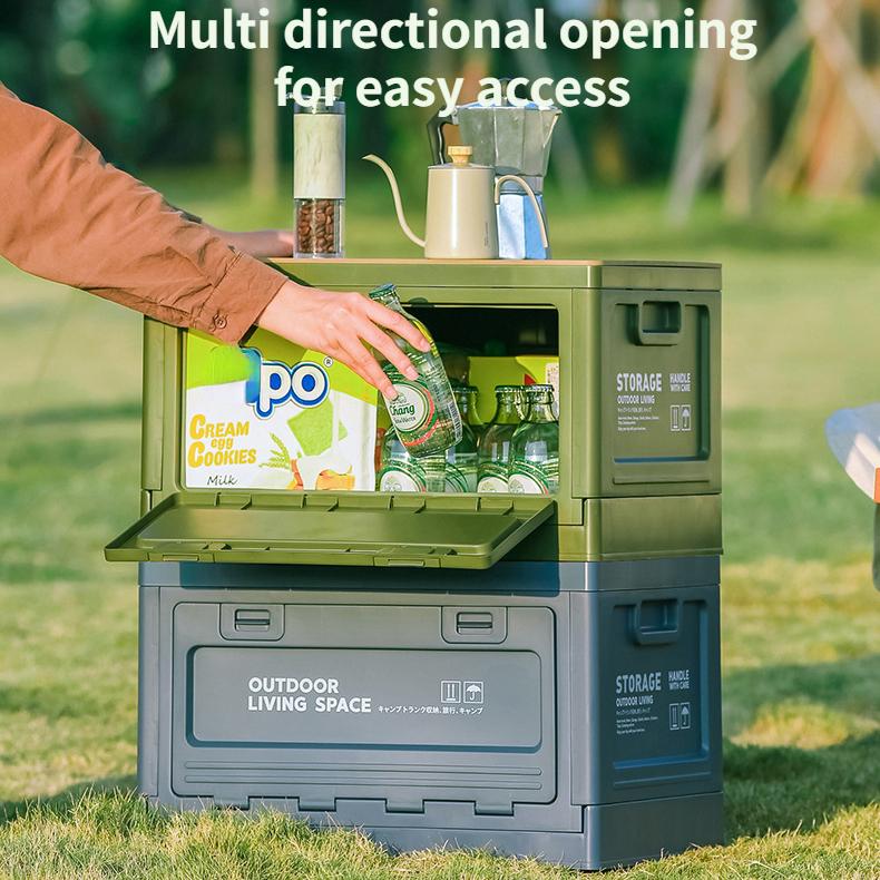 Venkovní úložný box Skládací box Camping Organizační box Kufr na oblečení Odnímatelné dřevěné víko Úložný box