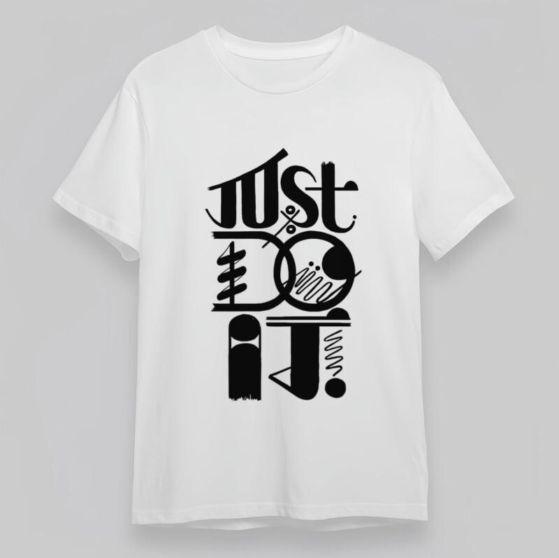 Men's Comfortable Plus Size Classic T-Shirt Dynamic Typography Action Motto