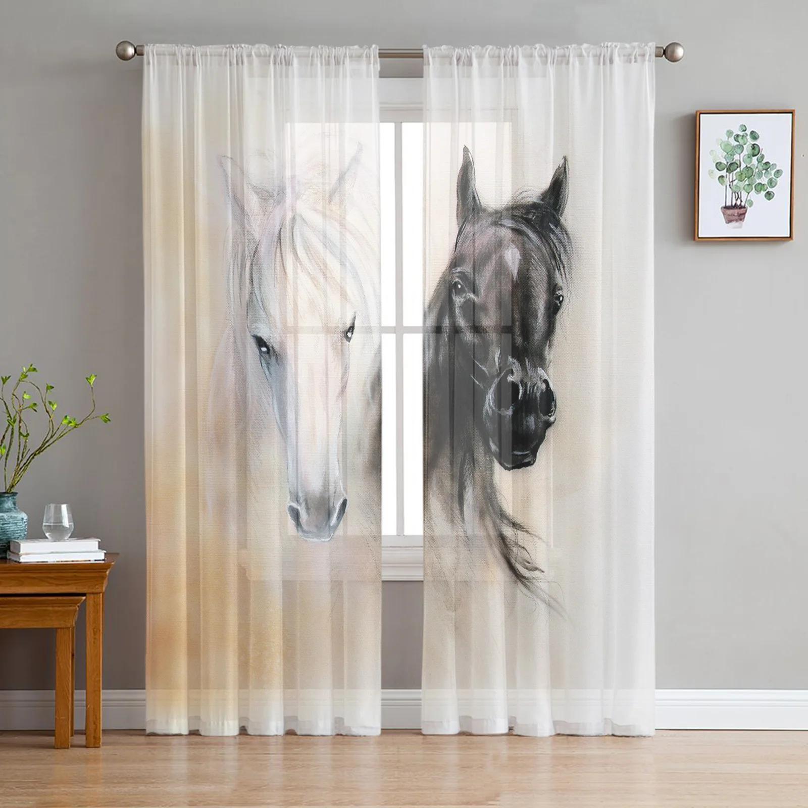 

Black Pure White Stripes Transparent Drapes for Living Room Ornamentation Soft Tulle Transparent Fabric Silk-like Fabric Window Drapes for Kitchen W135 x H115cm x1&Rod Pocket