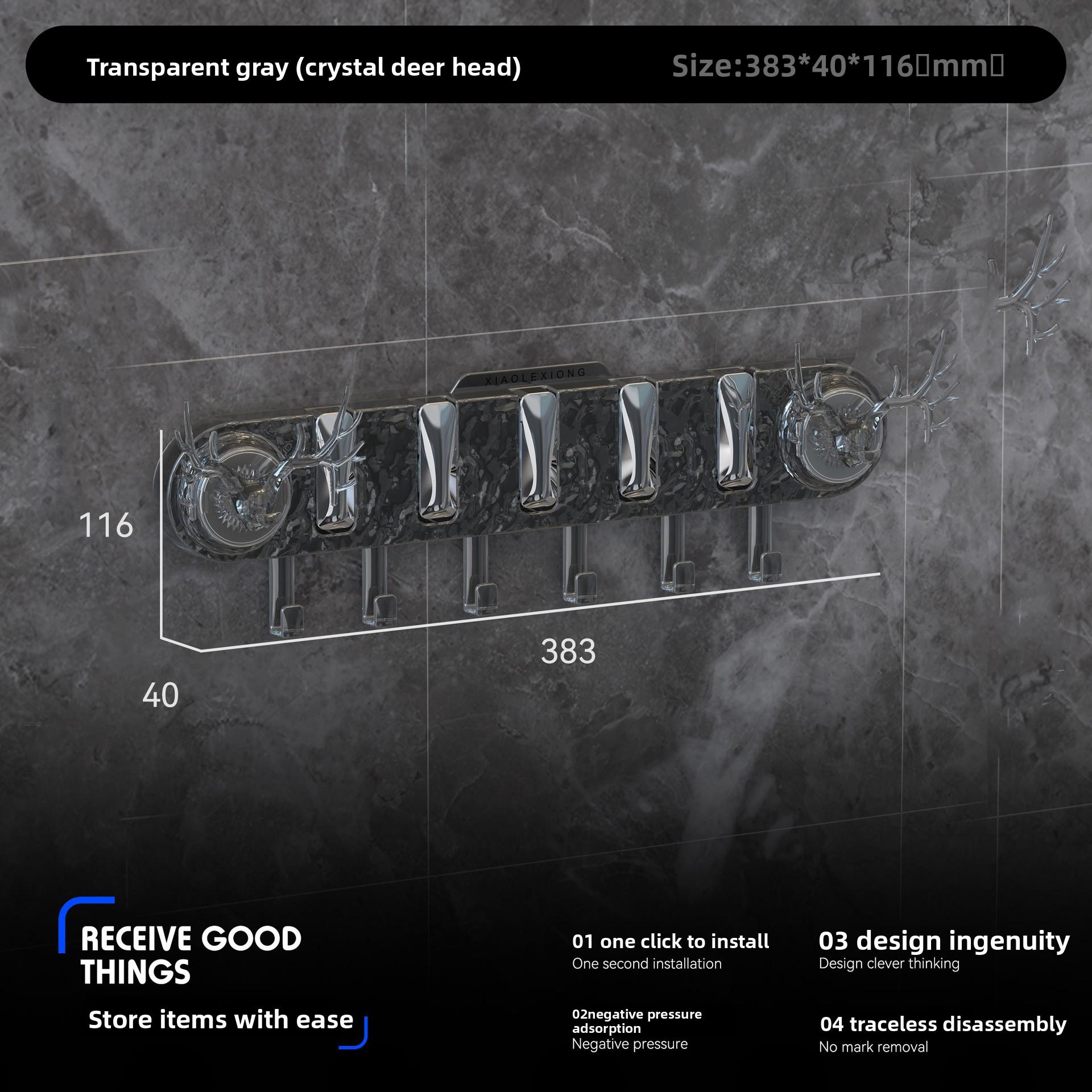 

Suction Cup Corrugated Pierce-free Strong Load-bearing Bathroom Toilet Door Rear Wall Traceless Hook Crystal Deer Head серый/прозрачный