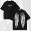 Vypraná košile s andělskými křídly: Gotický Vintage Streetwear - Temný Cyber Sigilismus Grunge