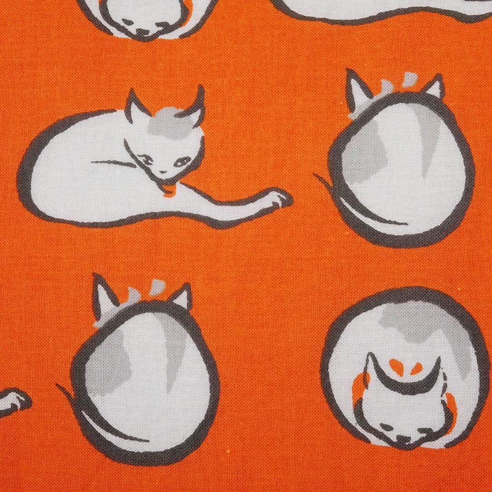 Unsodo Tenugui Hand Keisai Cat Orange (Japanese Towel) - - T-19