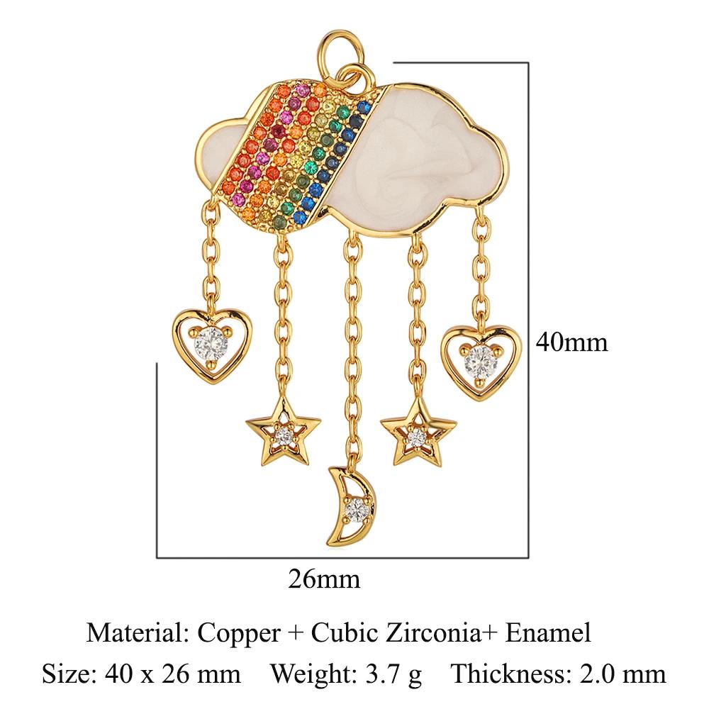 Sun Star Moon Crescent Copper Zircon Charm Clouds Hamsa Hand Leaf Juice DIY Jewelry Bracelet Earring Necklace Pendant