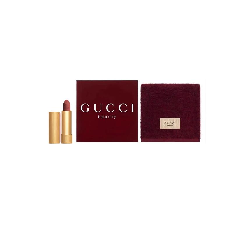 Gucci Роскошный Набор Помад Матовая Бархатная Туманная Сатиновая Глазурованная Шелковистая Якорная Красная Квадратная Шарф бархатная матовая помада 208 3,5 г + красная квадратная шарф-тяни красный