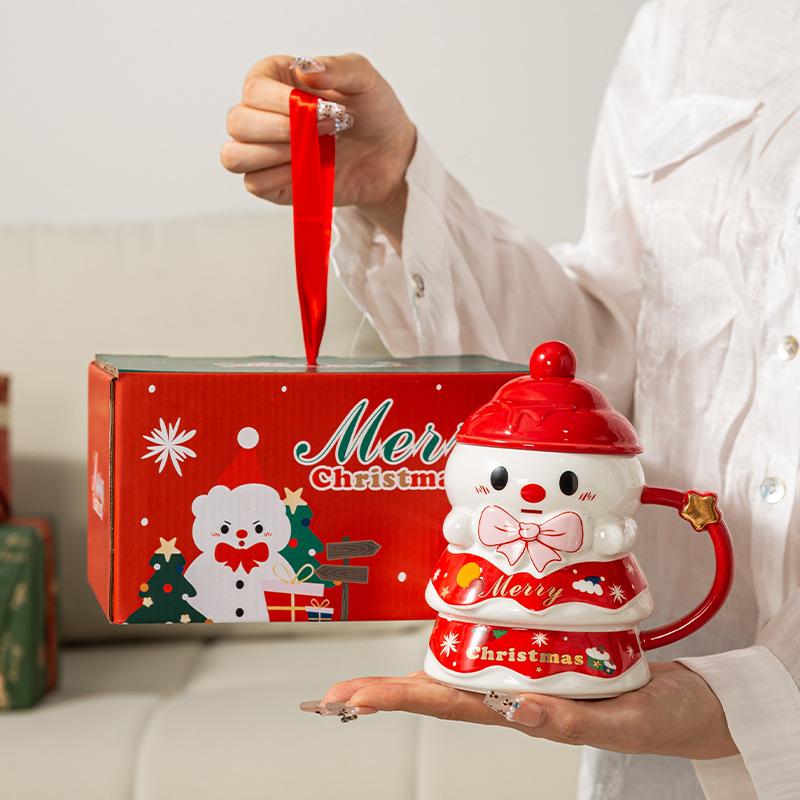Christmas Gift for Girls To Give Their Best Friend Christmas Snowman Cup Souvenir Gift Practical High Value Mug Cute