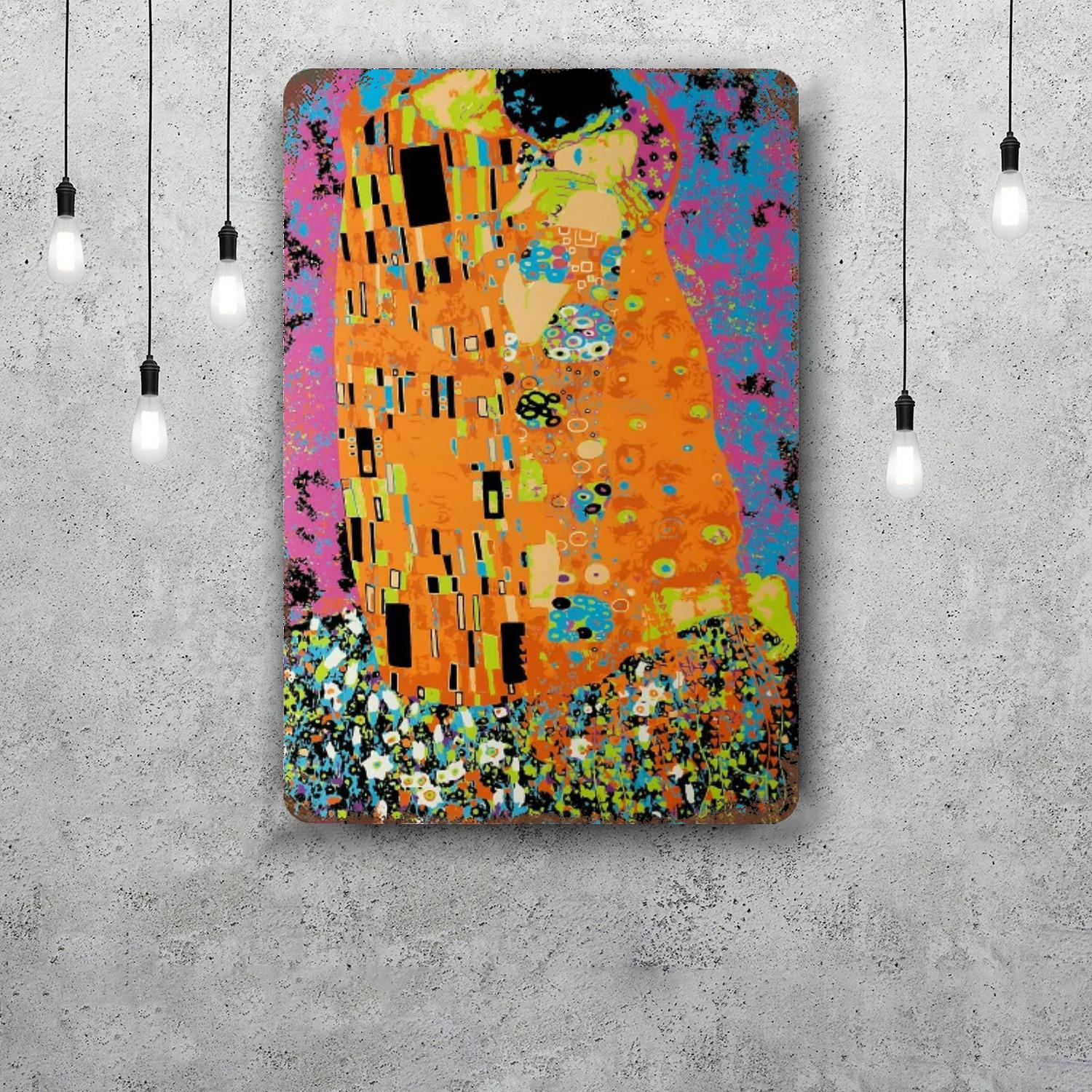 

the kiss gustav klimt Tin Sign Home Decor Wall Decor Art Wall Mural Room Decoration Decor Retro Metal Sign Plate Bar Posters 20x30cm（7.8x11.8inch）