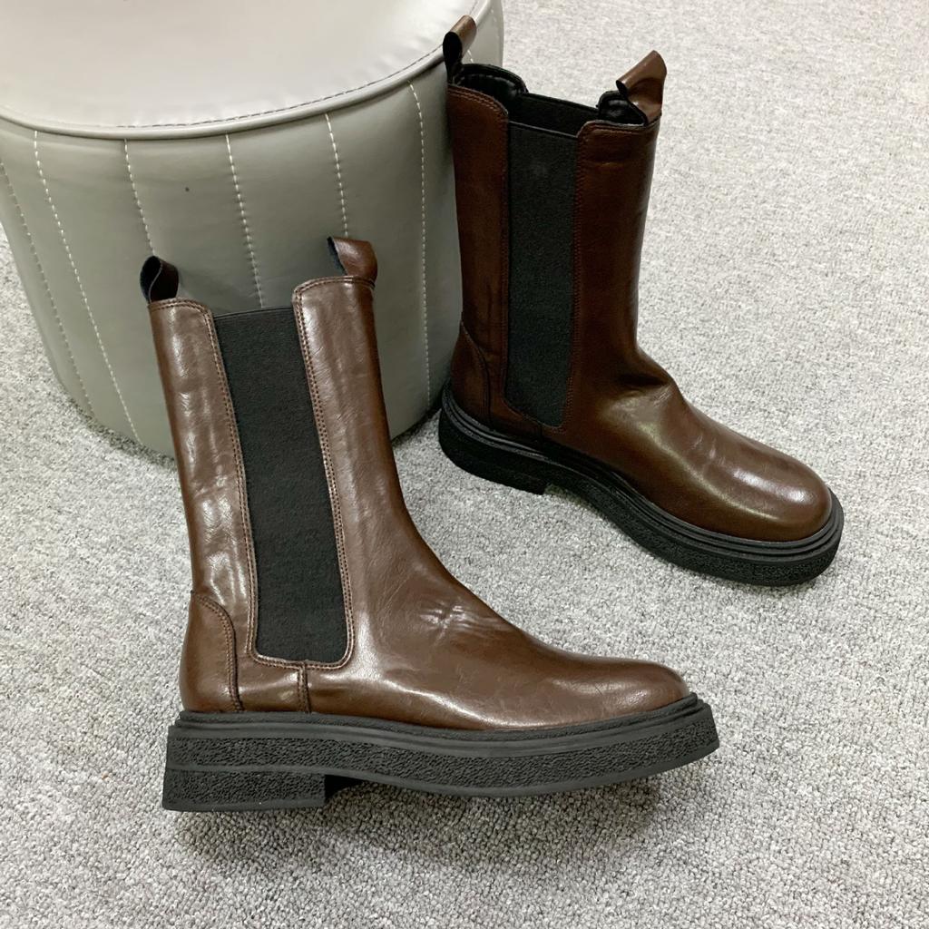 Repérez les deuxièmes cheveux ! Mère raisin mêmes chaussures Miss Sophia motif rétréci bottines Chelsea rétro lavées bottines pour femmes automne