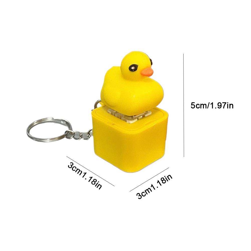 Small Yellow Duck And Frog Keychain, Duck Frog Clicker With Led Light, Adult Stress Relieving And Anxiety Sensing Toy