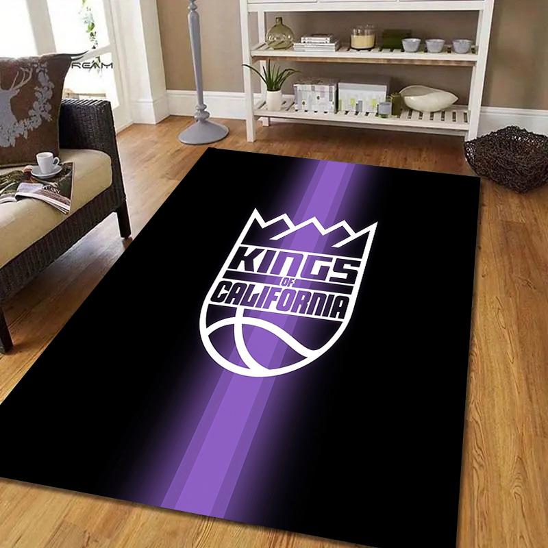Sacramento Kings Flannel Pattern Square Carpet,Area Rug,Carpet Rug for Living Room Bedroom Sofa Playroom Decor,Non-slip Floor Mat