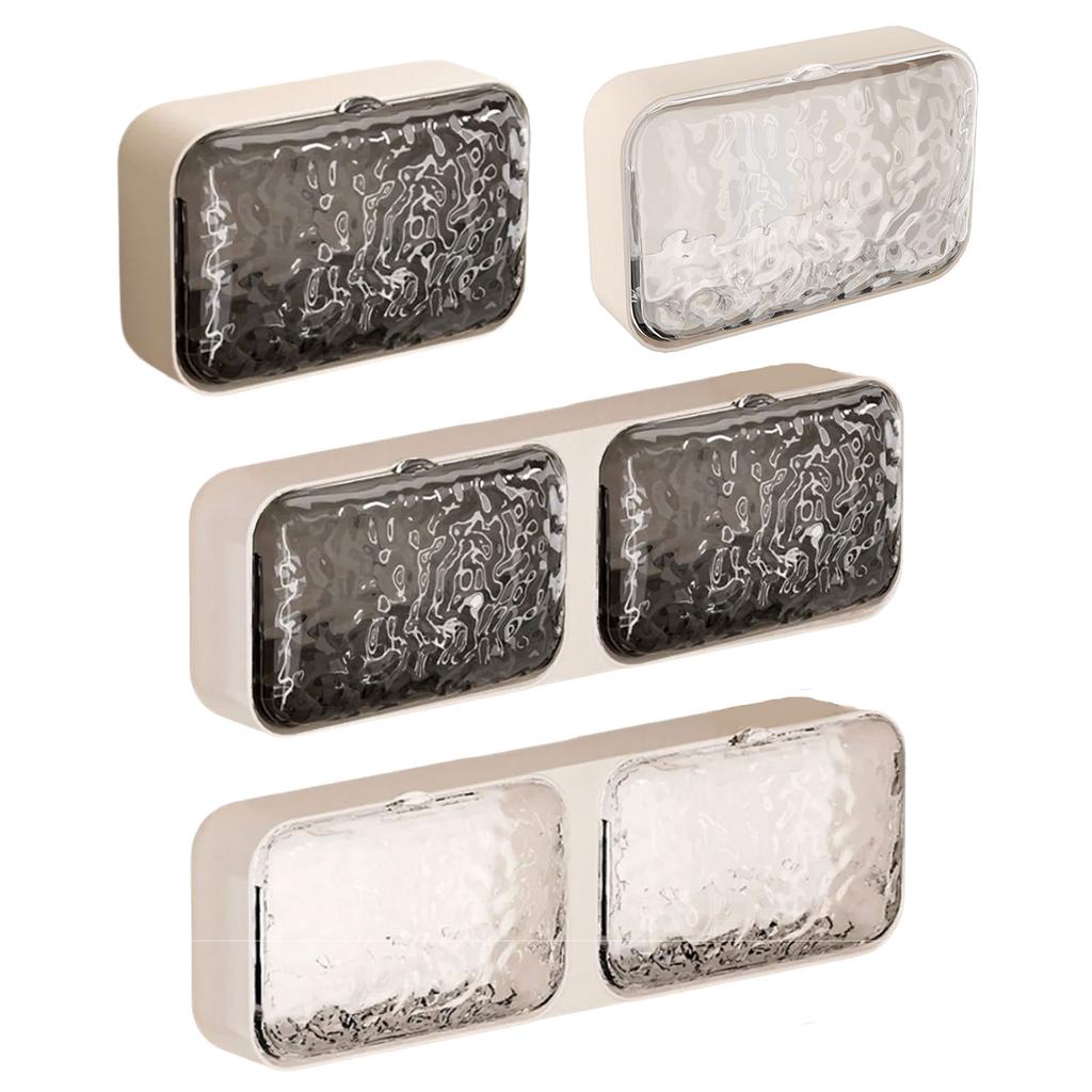Adhesive Soap Dish with Glacier Texture Design Drainage Holes Bathroom Organizers Wall Mount Storage Organizers