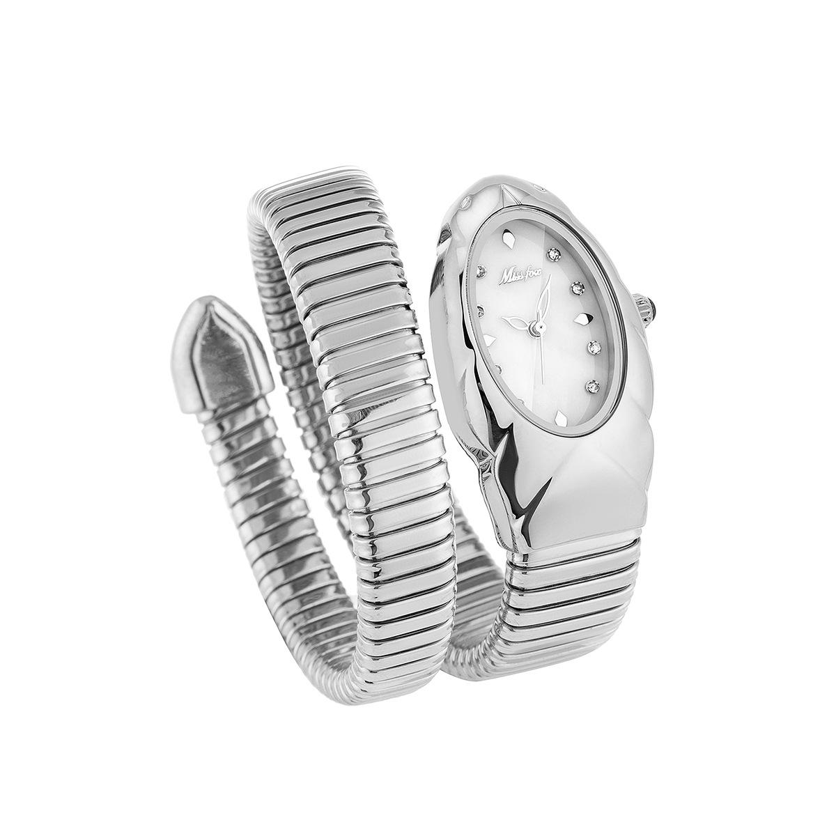 

MISSFOX Женские часы-браслет Змея из нержавеющей стали Модные Золотые Женские часы Часы Роскошные Женские Наручные часы Водонепроницаемые часы серебряный/белый
