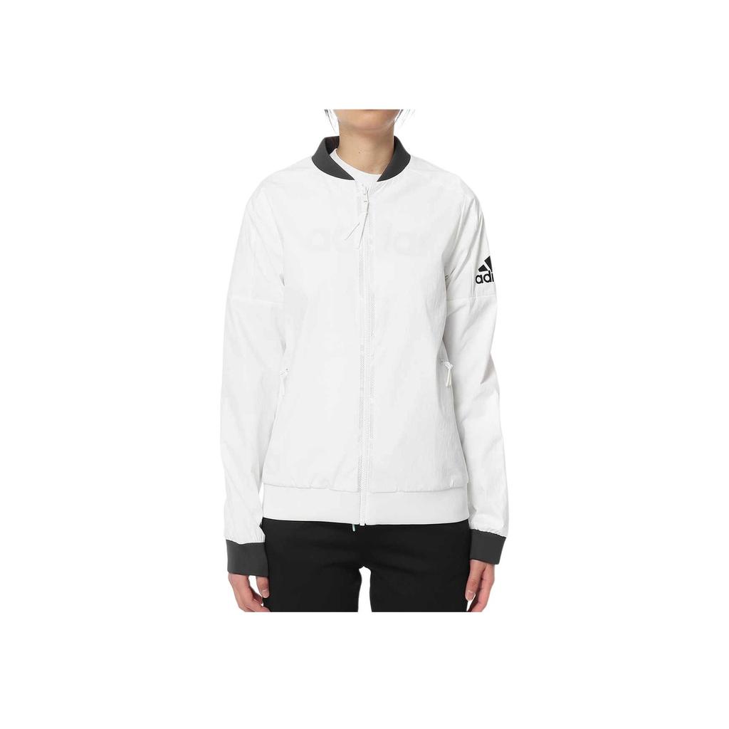 Adidas Womens Training Series Windproof Breathable Stand Collar Sports Casual Baseball Jacket Women Jacket White DM5258