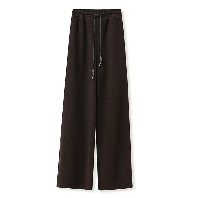

Women s Solid Color High-End Straight Leg Pants - Autumn/Winter Slimming Fit, Chinese Style (MX097) Large
