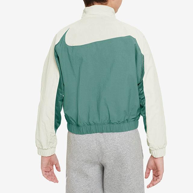 Nike Colorblock Outdoor Casual Sport Zip-Up Collar Windbreaker Kids Outerwear Green FN9134-361