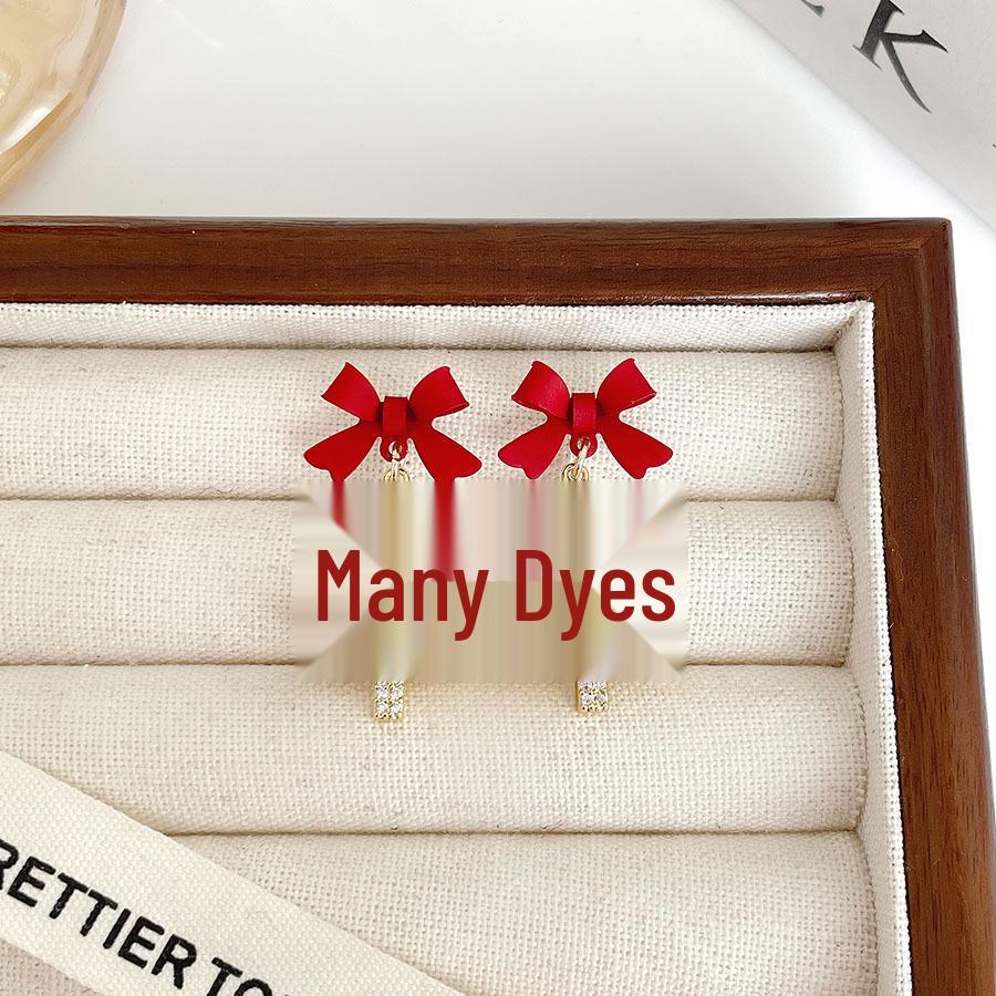 Rhinestone Bow Christmas Tree Earrings: High-End Versatile Ear Cuffs