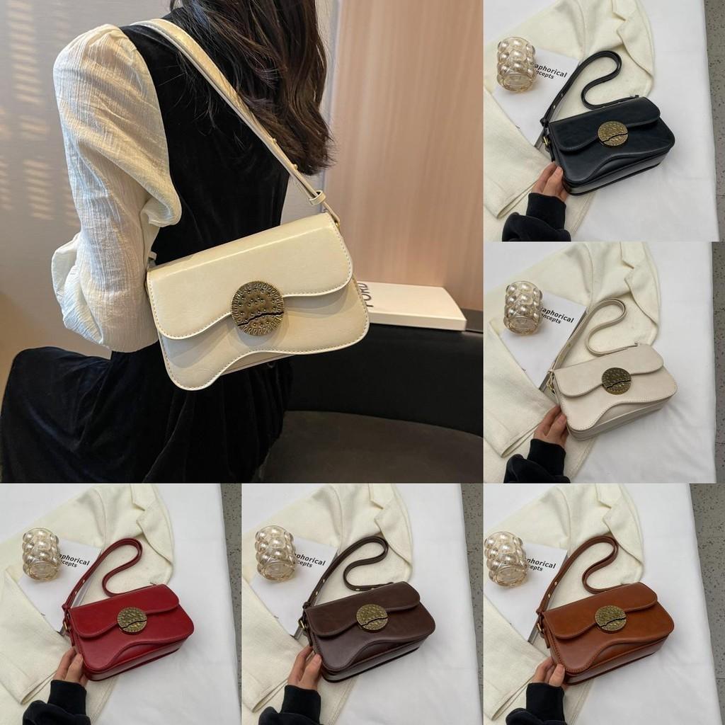 Small Retro Fashion Shoulder Bag Urban Minimalist Style Pu Material Crossbody Bag