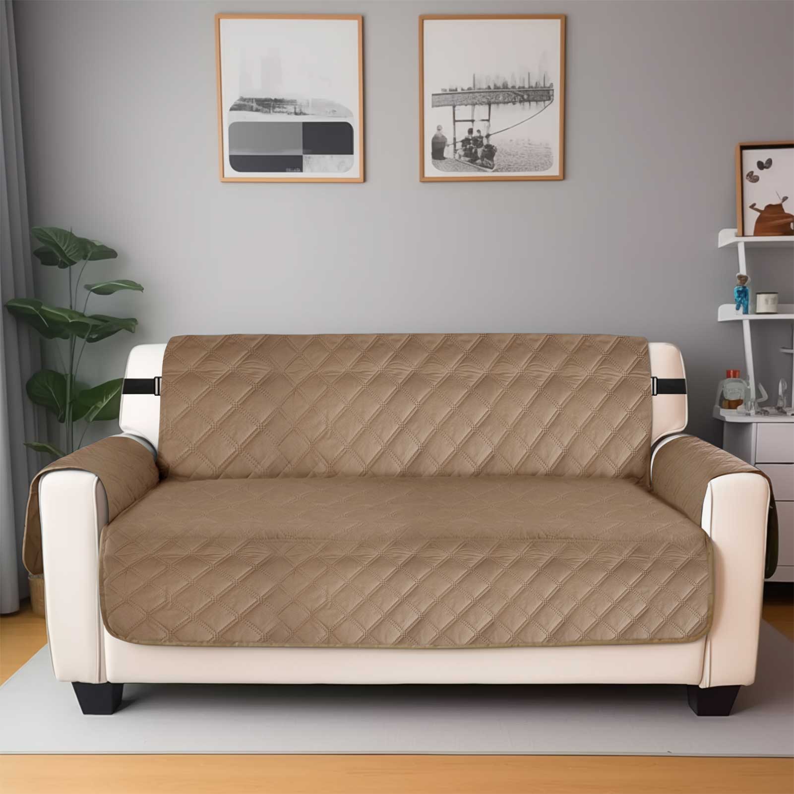 

Водонепроницаемые чехлы для диванов, противоскользящие чехлы для диванов с боковыми карманами и эластичными ремнями, защита для диванов на 1/2/3/4 места для собак и кошек 1 Seater