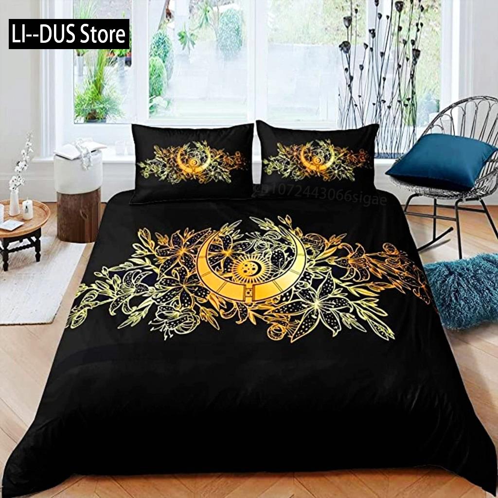 Mandala povlak na peřinu Žluté Slunce Měsíc Bohemský Exotický Dvoulůžkový povlečení Sada Povlečení Pro Teenagery Polyester Dvojité Královna Král Povlak na přikrývku