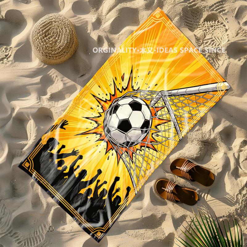 Soccer Goal Game Beach Towel Patterned Sunscreen And Windproof Suitable For Swimming Pool Camping Travel Blanket