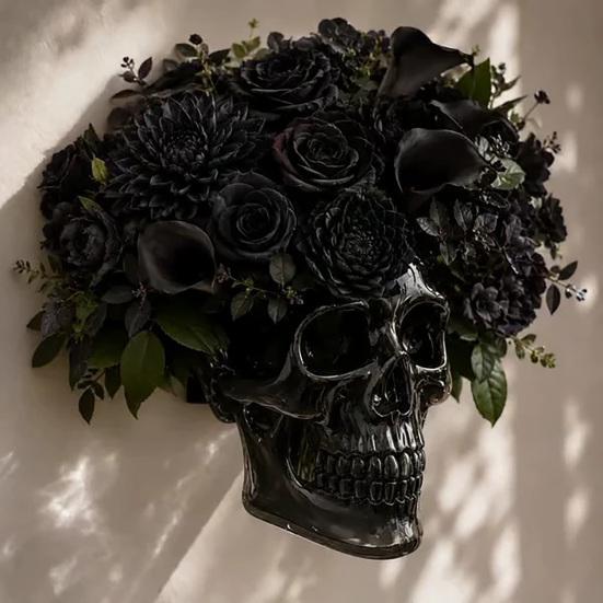 Gothic Skull Wall Vase Tabletop or Wall Mounted Flower Vase Translucent Skull Vase