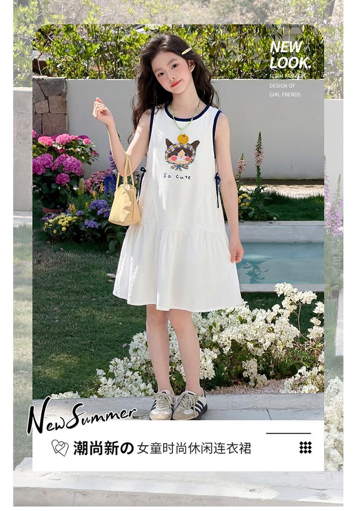 Girls' dress summer dress 2026 new stylish children's temperament princess dress girls' white sleeveless vest dress