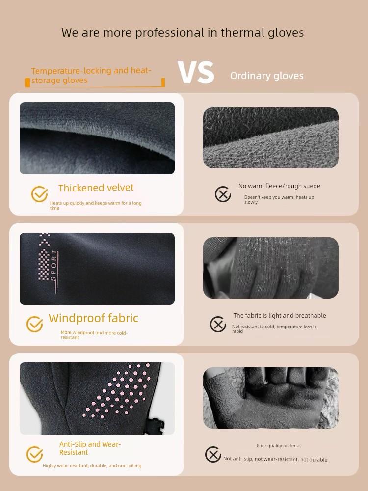 Winter Men's Cycling Warm Gloves Fleece-lined Thick Cold-Proof Windproof Waterproof Cycling Electric Car Winter Touch Screen Gloves Women