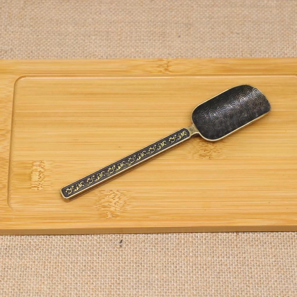 Retro Metal Chinese Tea Scoop Spoon Copper Teaspoon Bamboo Shape Tea Set Shovel Kongfu Tea Ceremony Utensils Accessory Tool