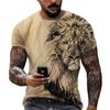 Summer Men's T-shirt with Lion Pattern 3D Digital Printing Round Neck Short Sleeved T-shirt Hip-hop Casual Shirt