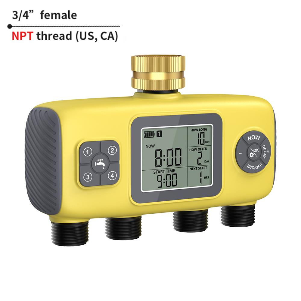 

Таймер полива на 4 выхода IP55 Водонепроницаемый контроллер клапана Автоматическая система полива для сада газона растений Система управления временем полива