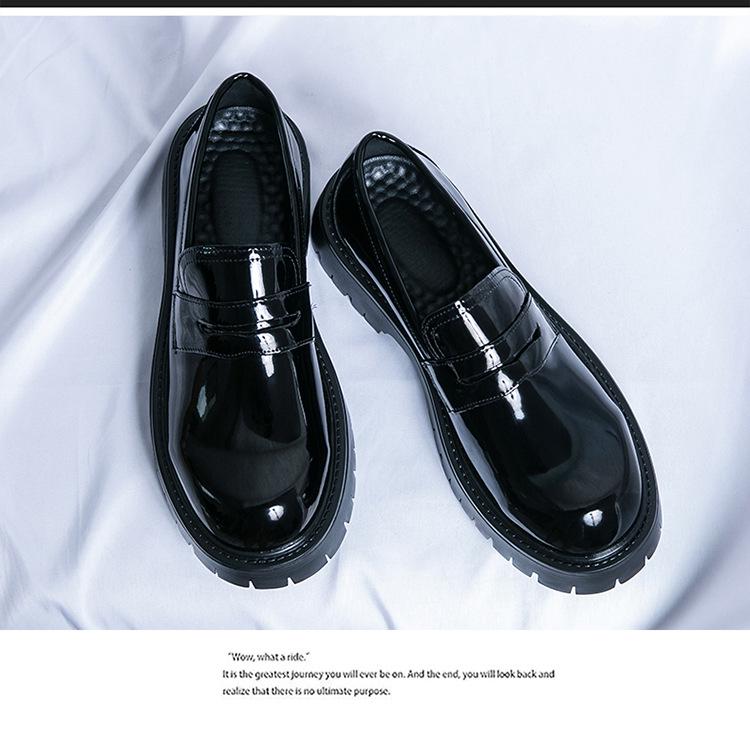 2025 Thick-Soled Black Height-Boost Men's Casual Slip-On Loafers