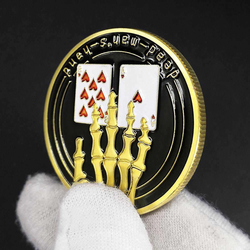 Poker Skeleton Hand Pressure Tool, Metal Coins, Men's Gold Commemorative Badge, Creative Chips, Toys, Small Gifts