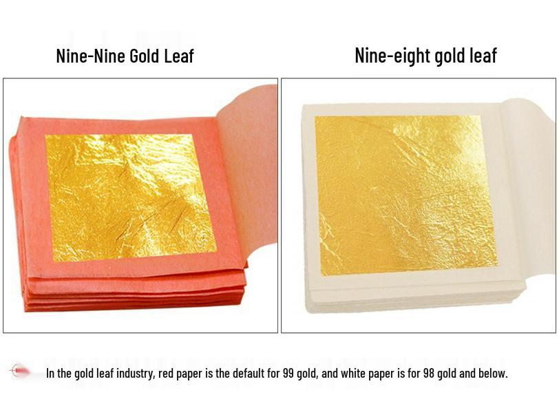 24K Gold Leaf Sheets for Decoration - 99% Pure, Ideal for Buddha Statue Gilding, Art Projects & Crafts - 10 Sheets