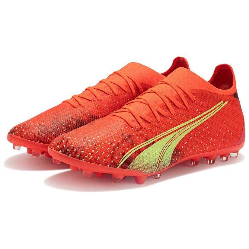 Puma Ultra Match Rundspitze Schnürschuh MG (Gummistollen) Kunstrasenstoff Fußballschuhe Herren Fußballschuhe Orange Grün 106902-03