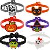 Colorful Cartoon Character Bracelets 2PCS Halloween Bracelets, Ghost/Pumpkin/Black Cat/Skull/Witch/Little Devil Shape, Adjustable Soft Silicone