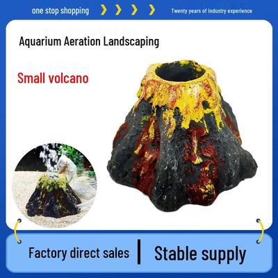 Volcano-Shaped Aquarium Ornament with Oxygen Pump and Bubble Stone