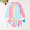 Girl's Gradient Long-Sleeve Two-Piece Swimsuit Set (2025)