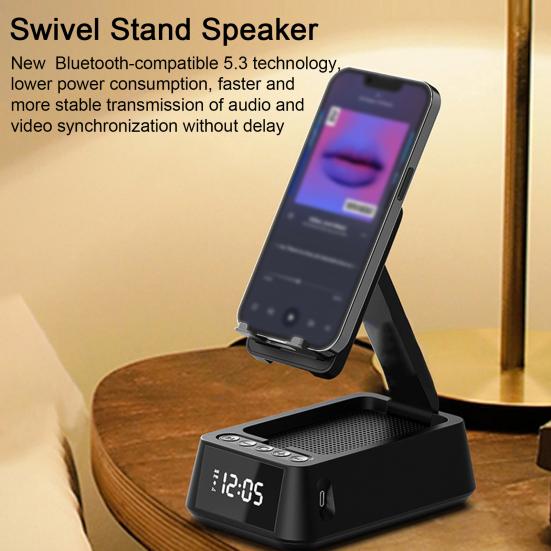 Lautsprecher Bluetooth-kompatibel mit Telefonständer LED-Anzeige Wecker HD-kompatibler Klang Multifunktional