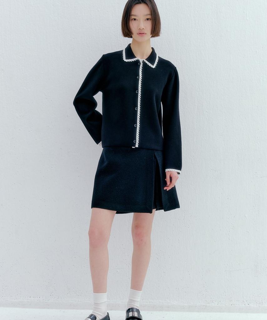 Ohkukka Lace-Trimmed Knit Jacket - Black