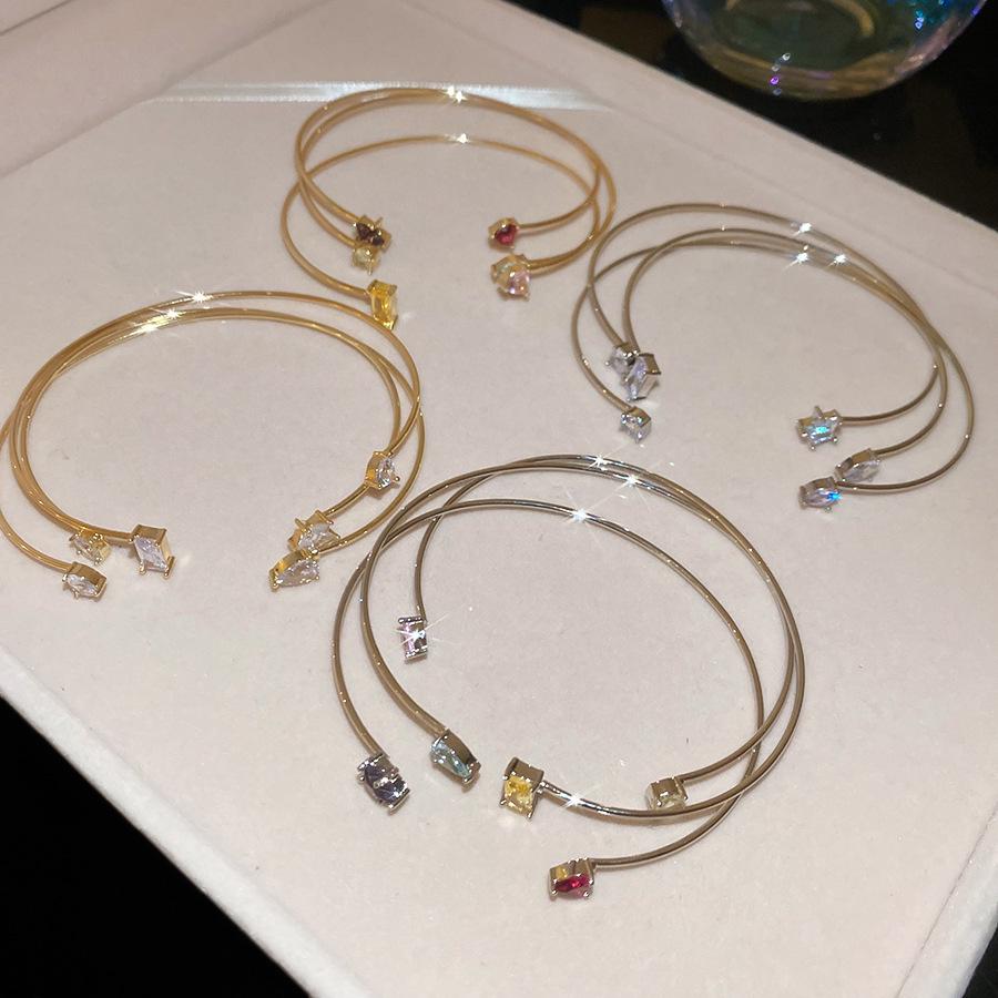 Zircon Star Teardrop Open Bangle: Luxurious, Versatile Bracelet for Women