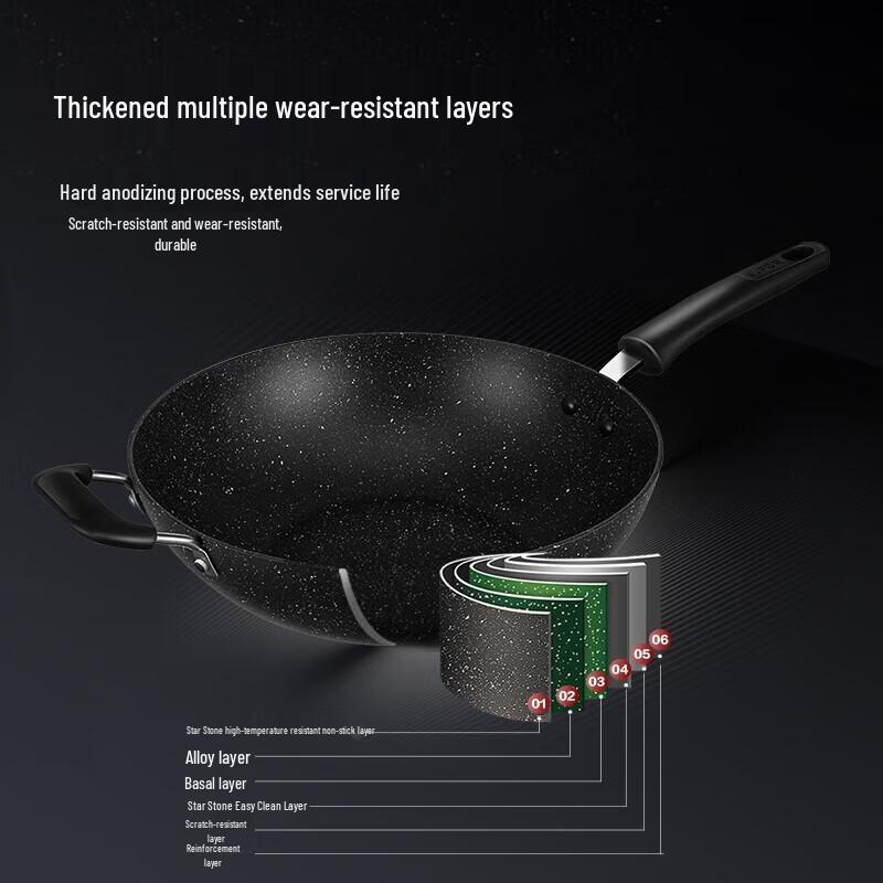 SUPOR 32cm Maifan Stone Non-Stick Wok