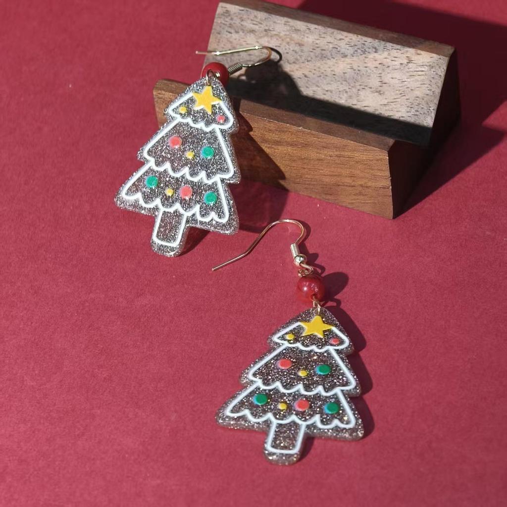 Creative Christmas Tree Stud Earrings - Festive Acrylic Earrings for Women