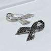 Simple Alloy Black White Ribbon Pin Badge Brooch Funerals Memorial Pin Mourning Badge Suit Clothing Jewelry Accessories