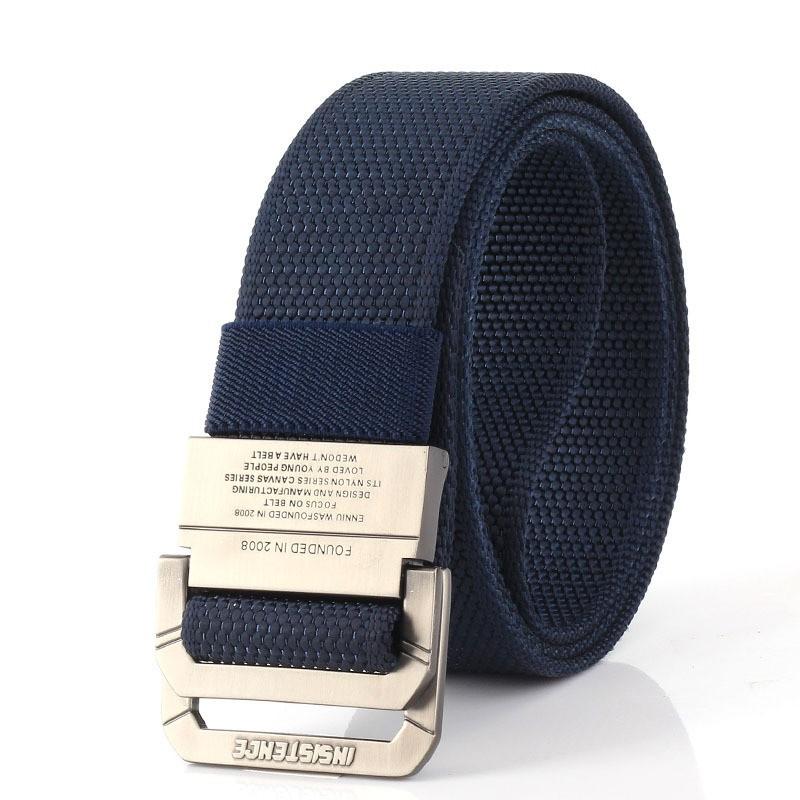 

TUSHI Direct Sales Double Loop Buckle Outdoor Nylon Belt Sports Canvas Quick-drying 120cm темно-синього кольору