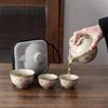 Ru Kiln High-end Open-piece Travel Tea Set, One Pot, Three Cups, Outdoor Portable Light Luxury Company Business Commemorative Gift