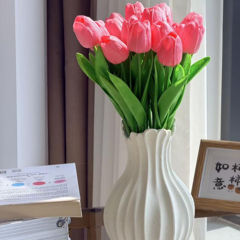 10Pcs Tulip Flowers Artificial Tulip Bouquet PE Foam Fake Flower for Wedding Ceremony Decor Home Garden Bouquet Decoration