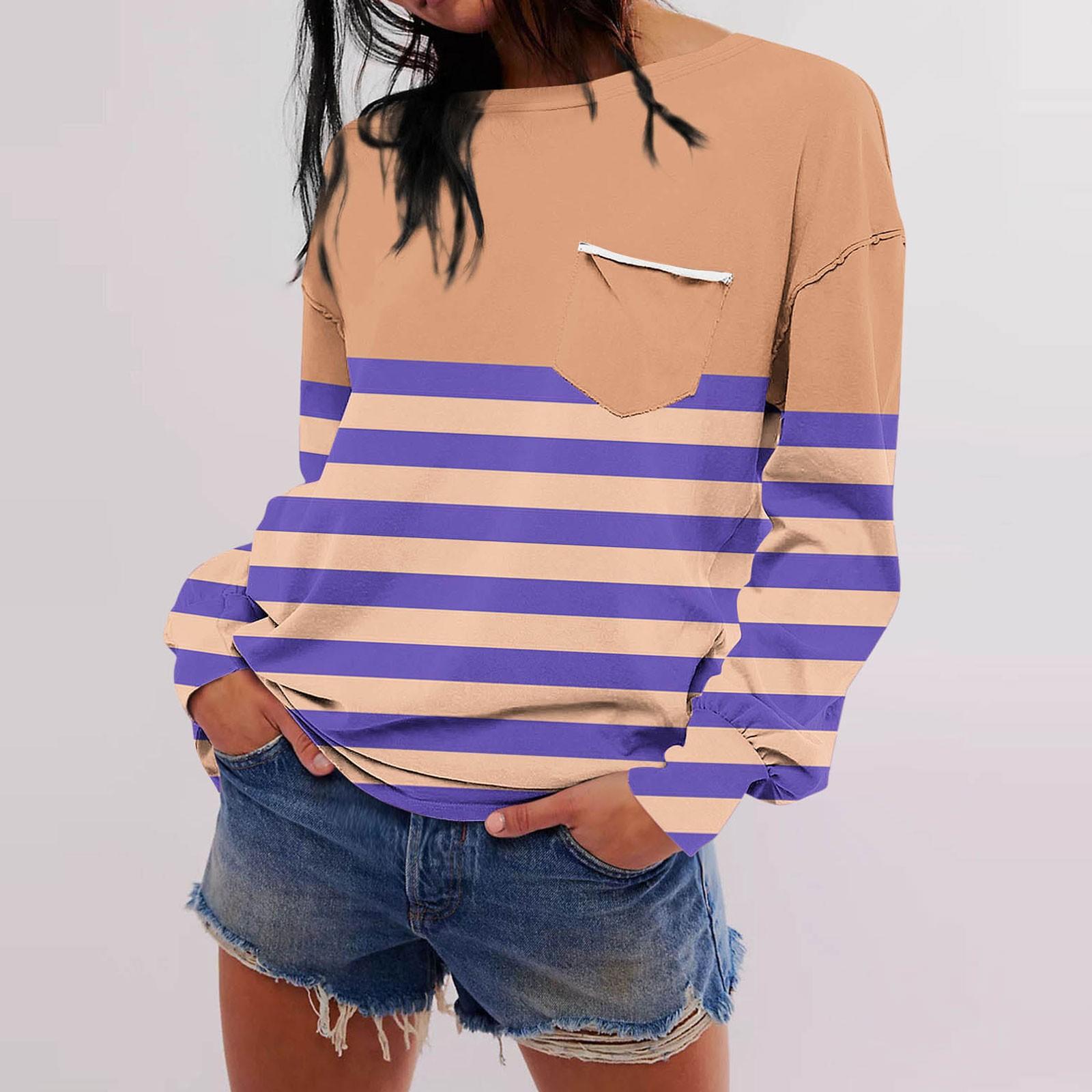 

Женская мода с длинным рукавом, осенний полосатый принт, свободный топ с круглым вырезом и длинными рукавами XL жёлтый