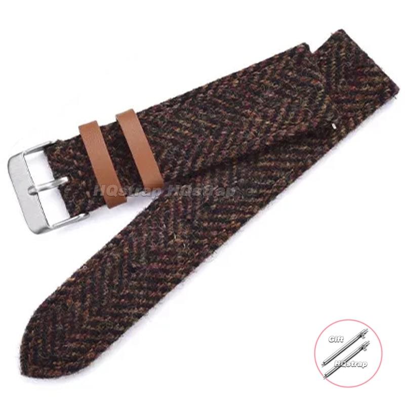 Genuine Leather Nylon Watch Band 18mm 20mm 22mm Quick Release Strap Vintage Weave Bracelet for Men Women Replacement Wristband
