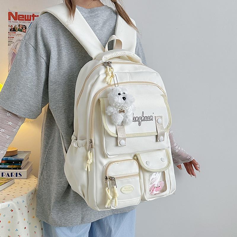 Junior High School Student School Bag Female Cute Korean Version Large Computer Travel Backpack Lightweight Preppy Style High School Student Backpack