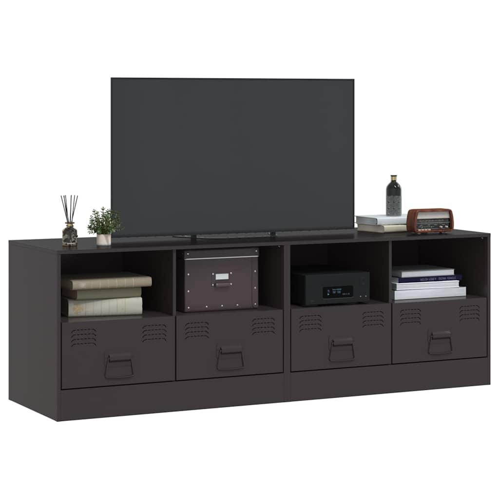 TV Cabinets 2 pcs Black 67 x 39 x 44 cm Steel