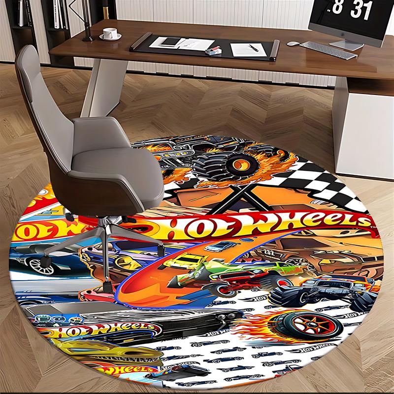 Monster Truck Theme Chair Mat Round Carpet - Gaming Decor, Office Rug, Bedroom, Living Room, Home Decoration